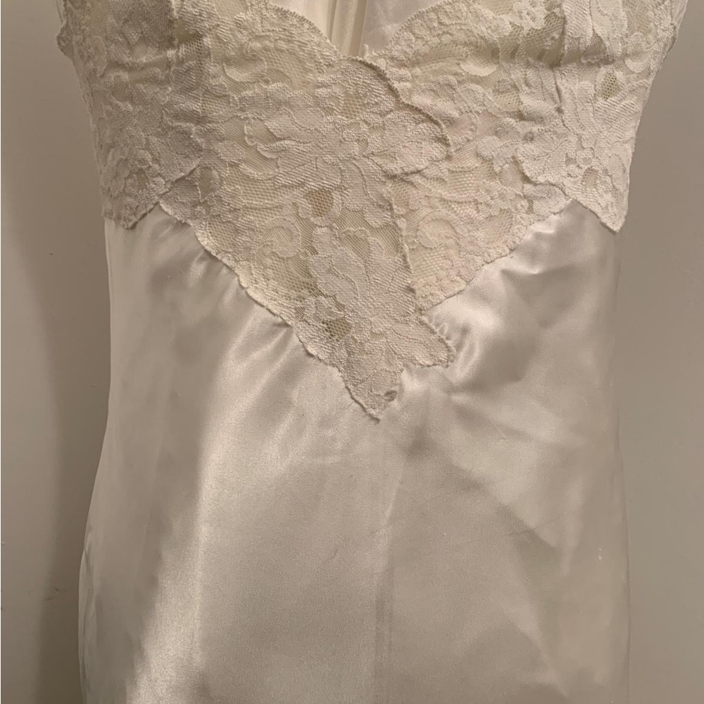 Vintage White Lace-Trim Satin Slip Dress - Women Intimates & Sleepwear - Picture 3 of 9